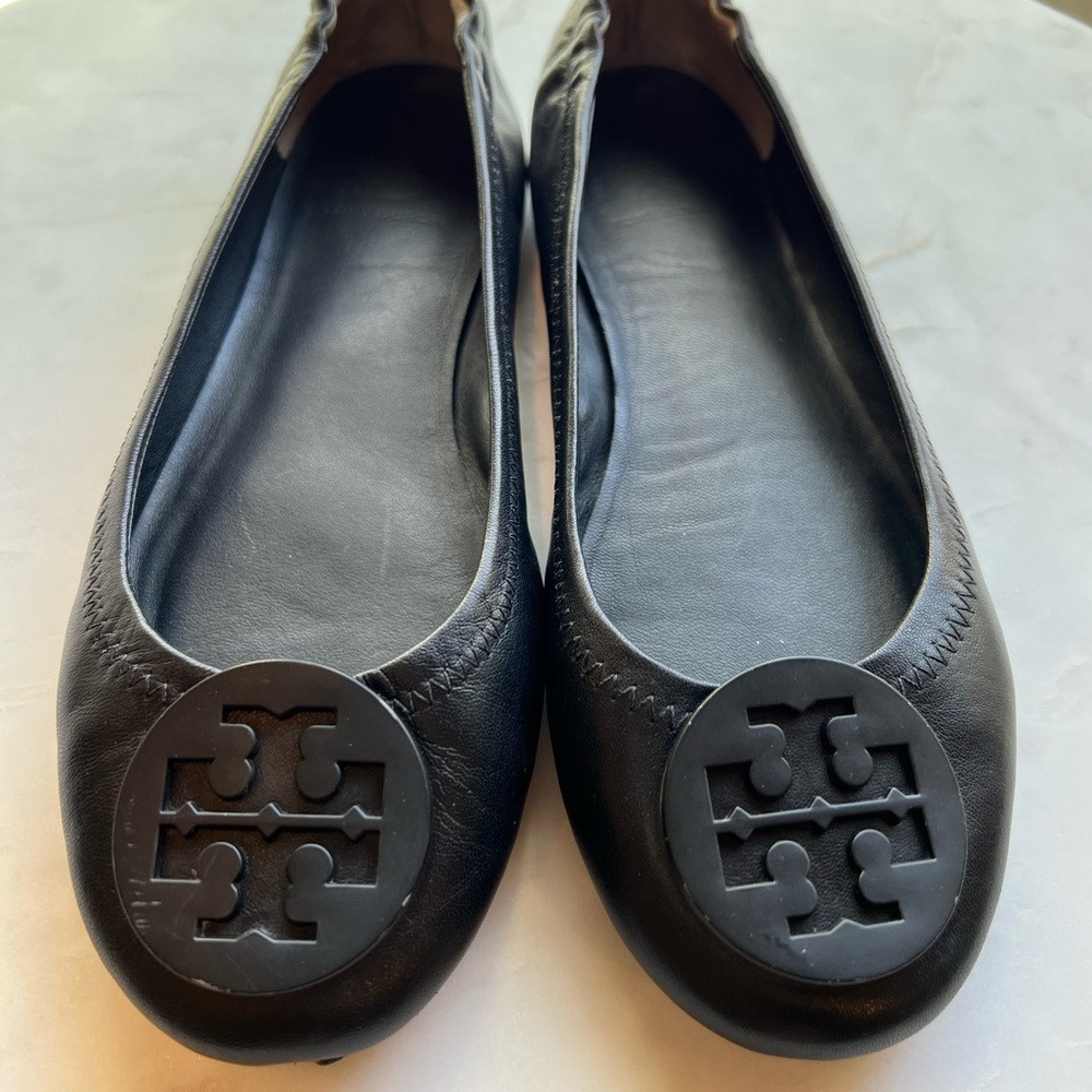 TORY BURCH Minnie Ballet Flats Matte Black SZ 6.5